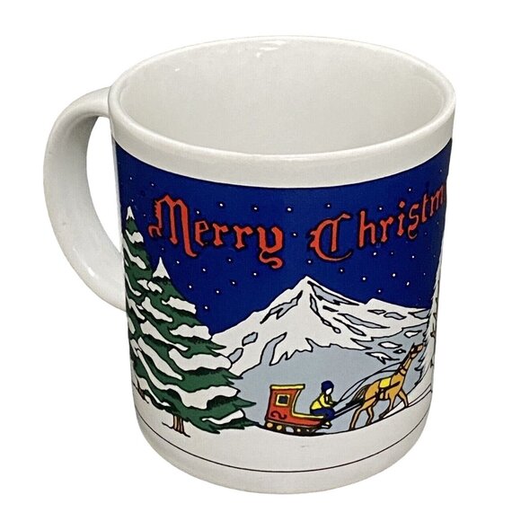 Unbranded Other - Vintage Japan Merry Christmas Mug Winter Scene Home Sleigh Nostalgia Snowman